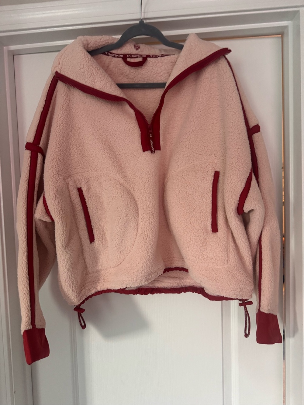 Free People Cream and Red Teddy Mountain Jacket - Picture 3 of 5